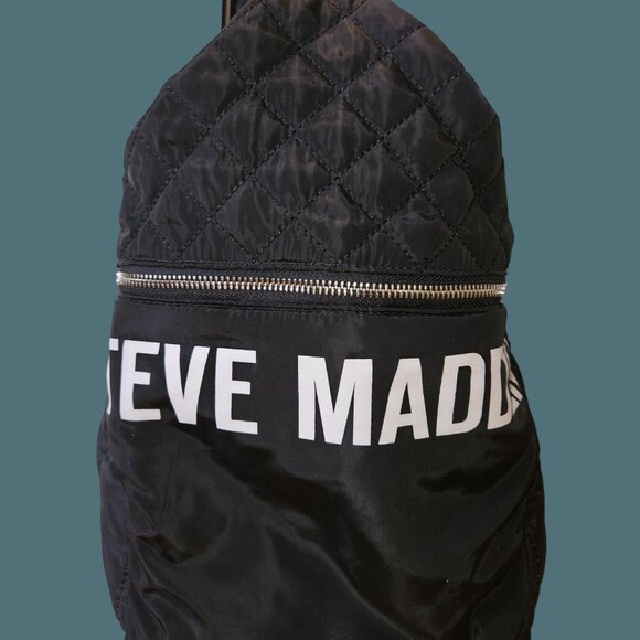 Steve Madden Quilted Black Travel Weekend Crossbody Duffle Tote Bag - Picture 6 of 11